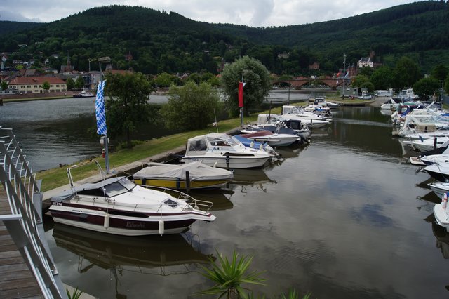 Ausblick über den Yachthafen nach Miltenberg.
