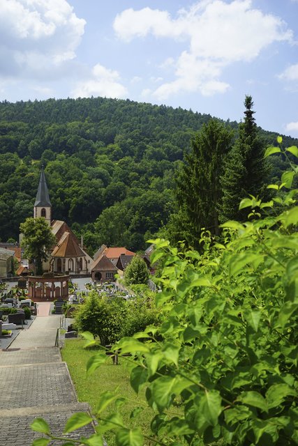 Im Grünen: schon gepflegt wirkt der Friedhof oberhalb der Pfarrkirche in Eichenbühl.