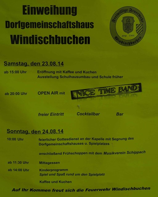 Einweihungfest: Programmabfolge