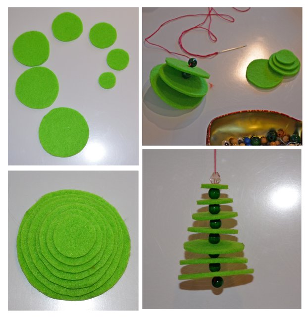 Basteltipp: Weihnachtsbäume zum Aufhängen.