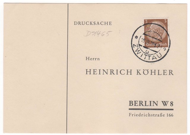 Sudetenland 1938 - Karte mit deutscher Frankatur - aptierter Stempel ZWITTAU vom 19.11.1938 - UB: b
