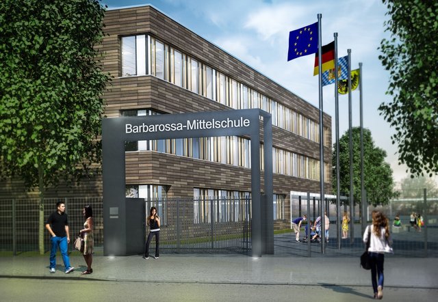 Perspektive der geplanten Außenansicht Eingangstor | Foto: (Foto Fa. Goldbeck)