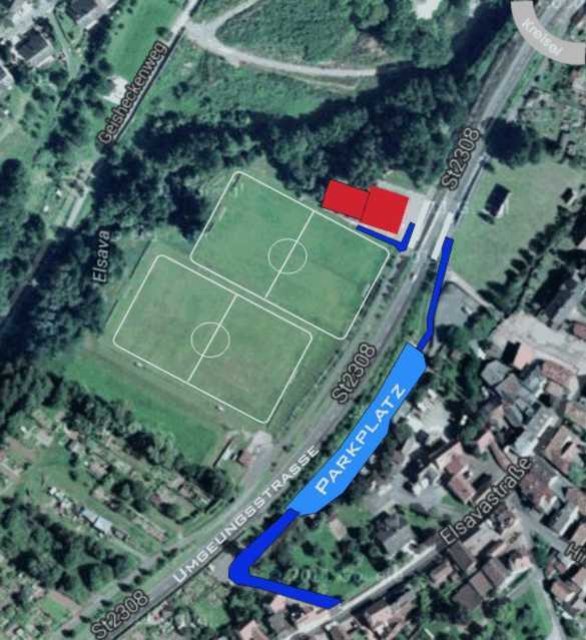 Sportgelände TSV mit Parkplatz