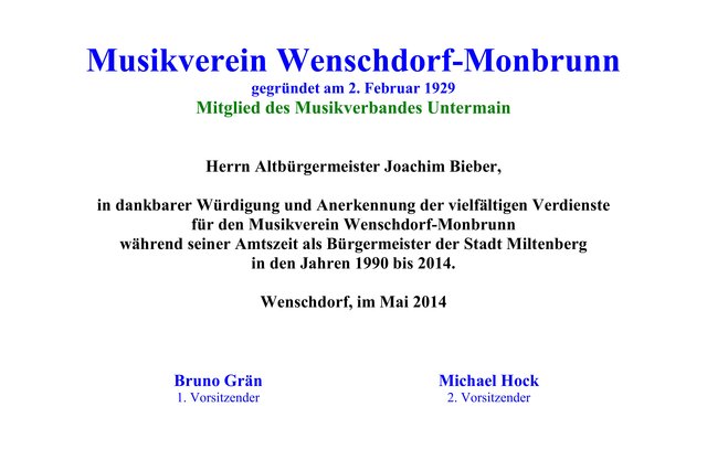 Text der Widmung