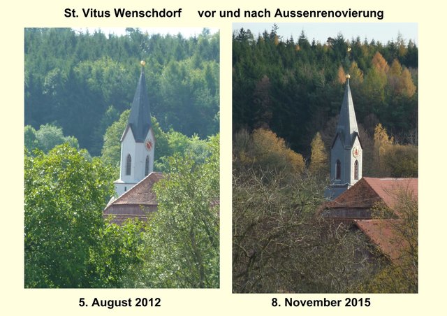 Diskussionen um den jetzt dunkel verschieferten Turm - die alte helle Variante gefiel vielen Besuchern besser