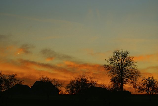 Abenddämmerung im Winter.