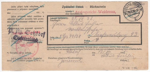 P(ost). Ag(entur). Setzdorf Sudetenland