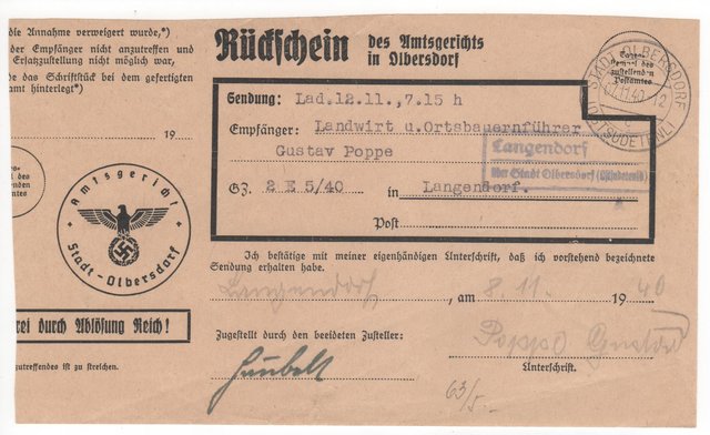 Langendorf über Stadt Olberssdorf (Ostsudetenland)