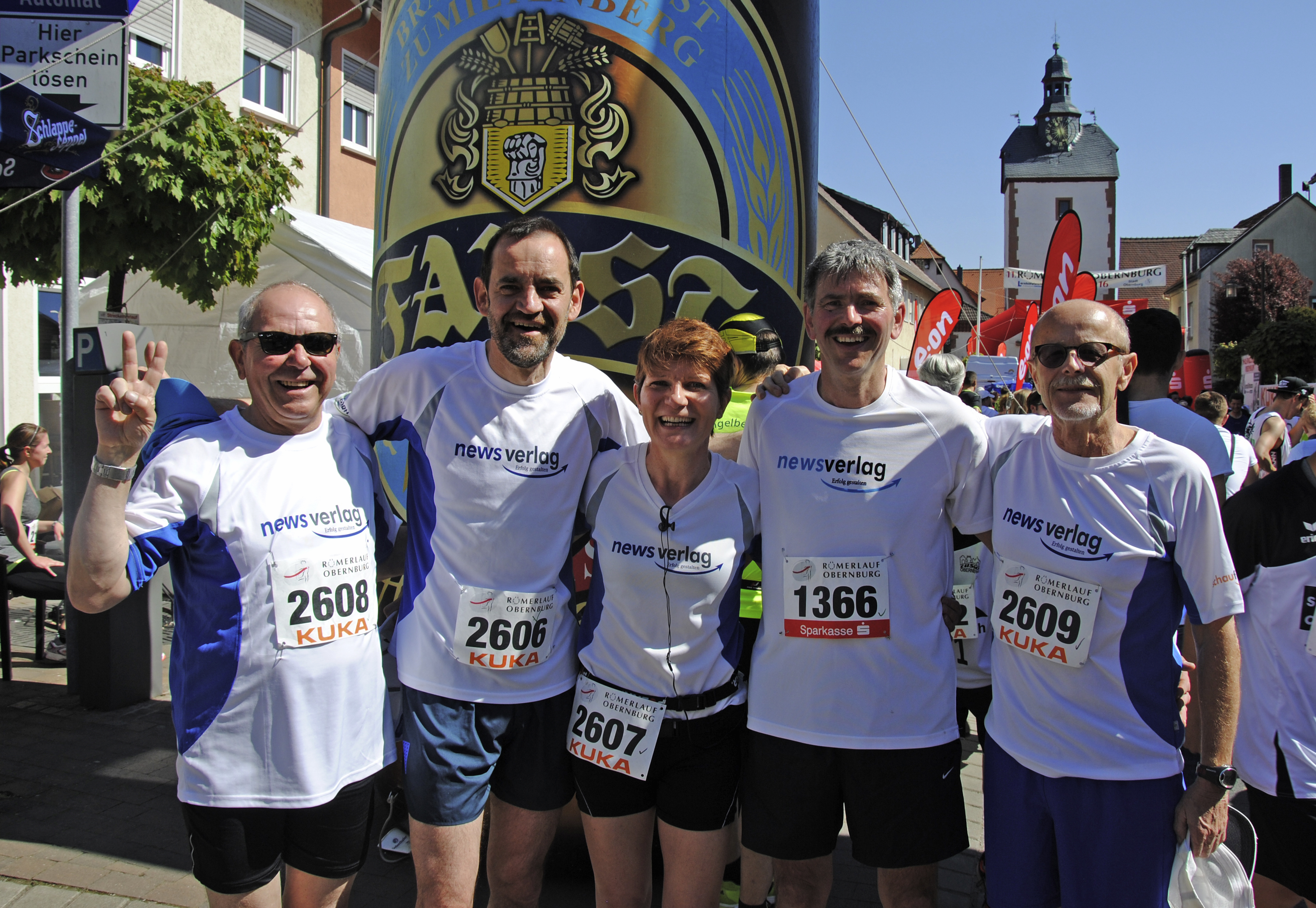 Das News-Verlag-Running-Team, (v.l.n.r.) Peter Fuchs, Manfred Scheurich, Iris und Norbert Breitenbach und Hans-Joachim Stürmer
