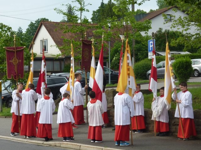 Wallfahrt nach Walldürn am 5. Juni 2016 - Fahnenabordnung zur Begrüßung