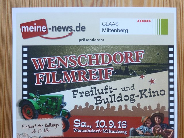 WENSCHDORF FILMREIF am Samstag, 10. September 2016