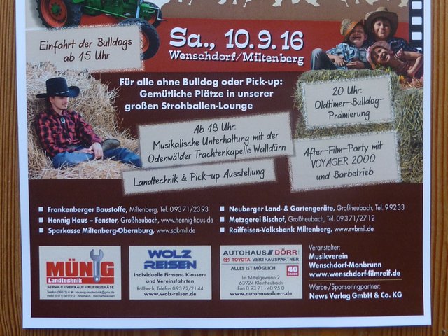 WENSCHDORF FILMREIF am Samstag, 10. September 2016