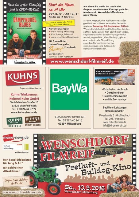 WENSCHDORF FILMREIF Freiluft- und Bulldog-Kino