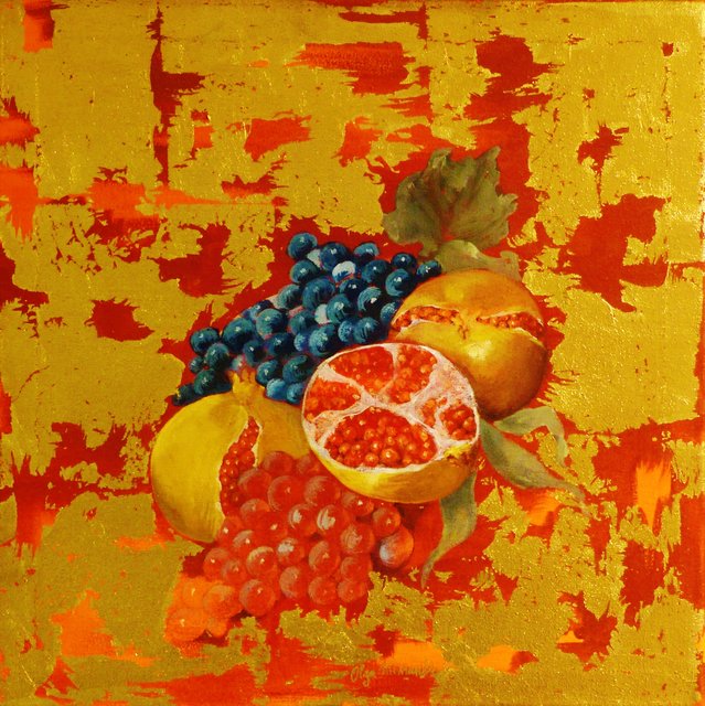 Stillleben mit Granatäpfeln und Trauben