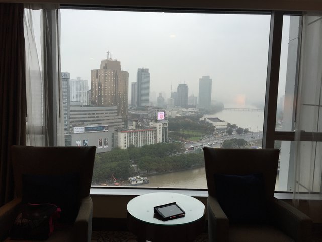 Aussicht aus dem Hotelzimmer des Shangri-La in Ningbo