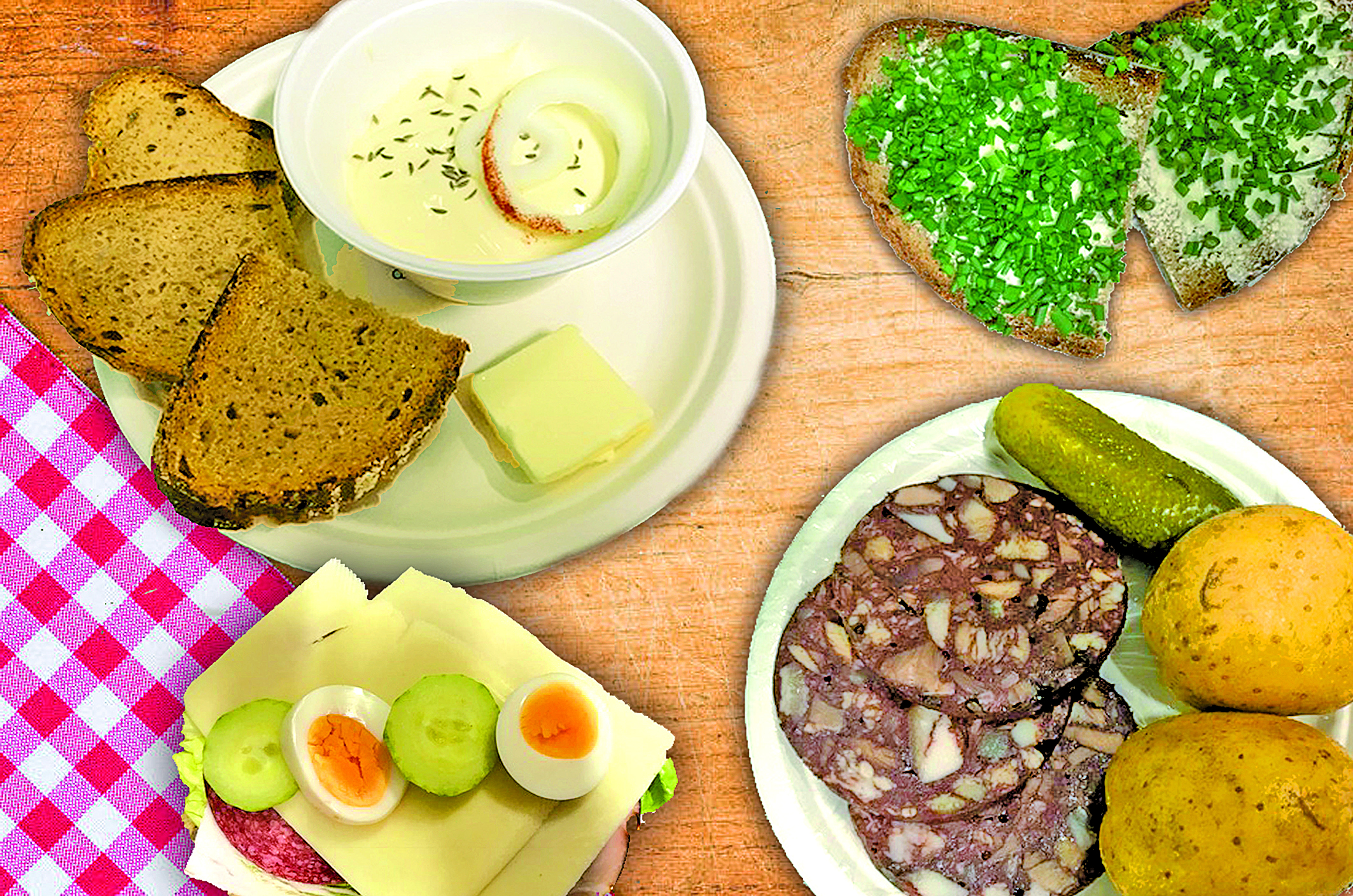 Auf der Speisekarte für das Jubiläum „650 Jahre Markt Mönchberg“ stehen einfache Gerichte wie Kochkäse, Schnittlauchbrot, Hausmacher oder Schwartenmagen.