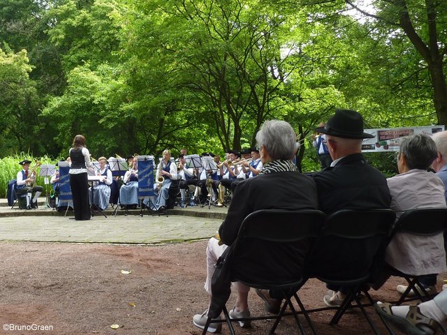 Odenwälder Trachtenkapelle Wenschdorf-Monbrunn beim Konzert im Park Schöntal am 16. Juli 2017