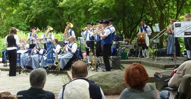Odenwälder Trachtenkapelle Wenschdorf-Monbrunn beim Konzert im Park Schöntal am 16. Juli 2017