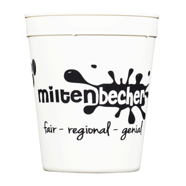 Der Miltenbecher ist in vielen teilnehmenden Bäckereien und Läden im Landkreis erhältlich. | Foto: Foto: Julius-Echter-Gymnasium Elsenfeld