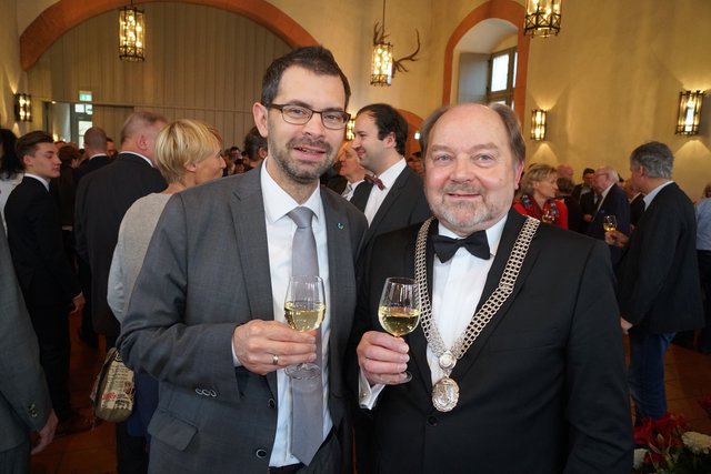 Landrat Jens-Marco-Scherf und Bürgermeister Helmut Demel beim Neujahrsempfang  der Stadt Miltenberg am 14.01.2018