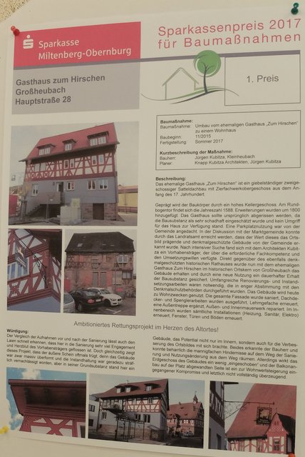 2. Sieger 2017: Das ehemalige Gasthaus "Zum Hirschen" in Großheubach von Jürgen Kubitza, das zum Wohnhaus umgebaut wurde.