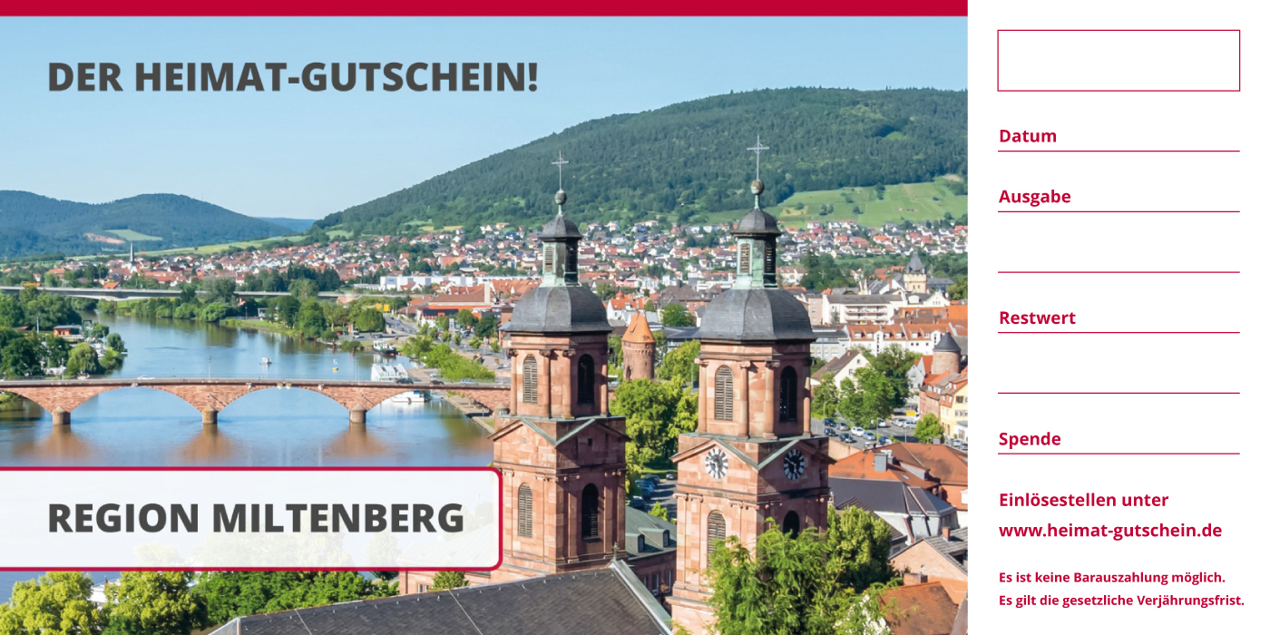 Das ist der neue Heimatgutschein für die Region Miltenberg: als Geschenkgutschein oder universelles Zahlungsmittel ab sofort zu nutzen.