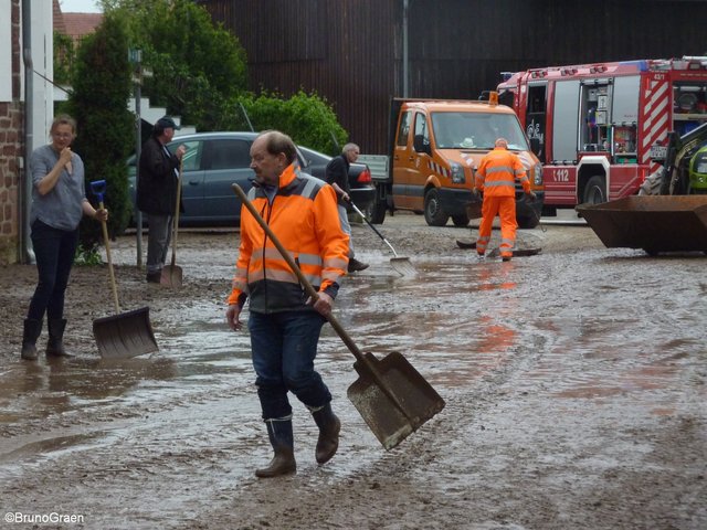 Alle packen mit an - Aufräumarbeiten in Wenschdorf