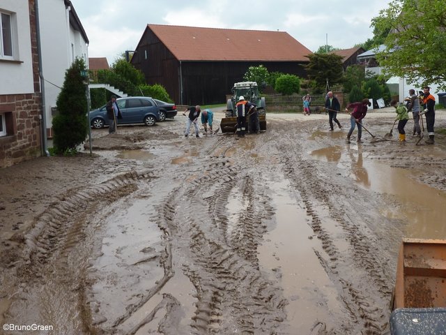 Alle packen mit an - Aufräumarbeiten in Wenschdorf