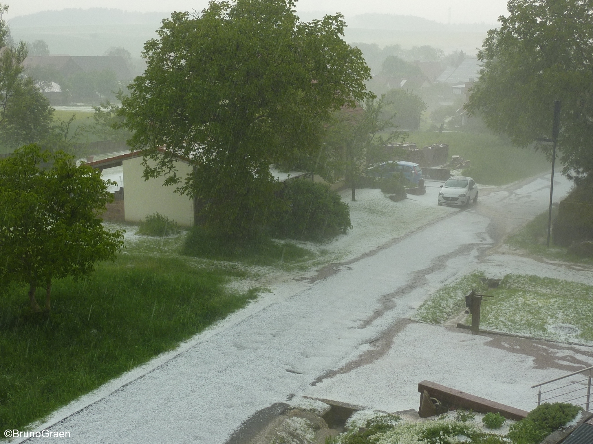 Hagel und Starkregen in Wenschdorf