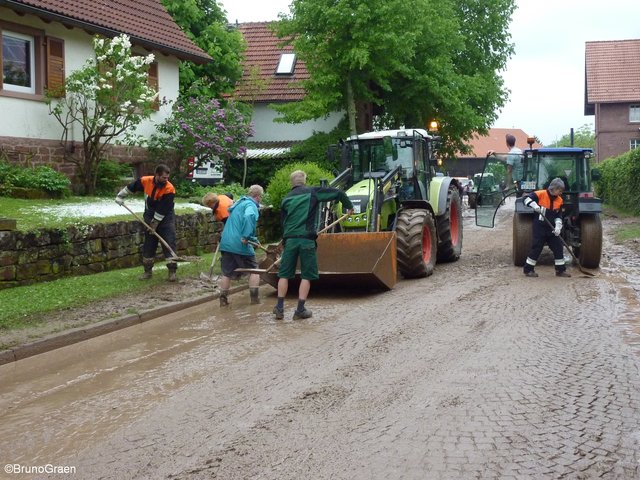 Alle packen mit an - Aufräumarbeiten in Wenschdorf