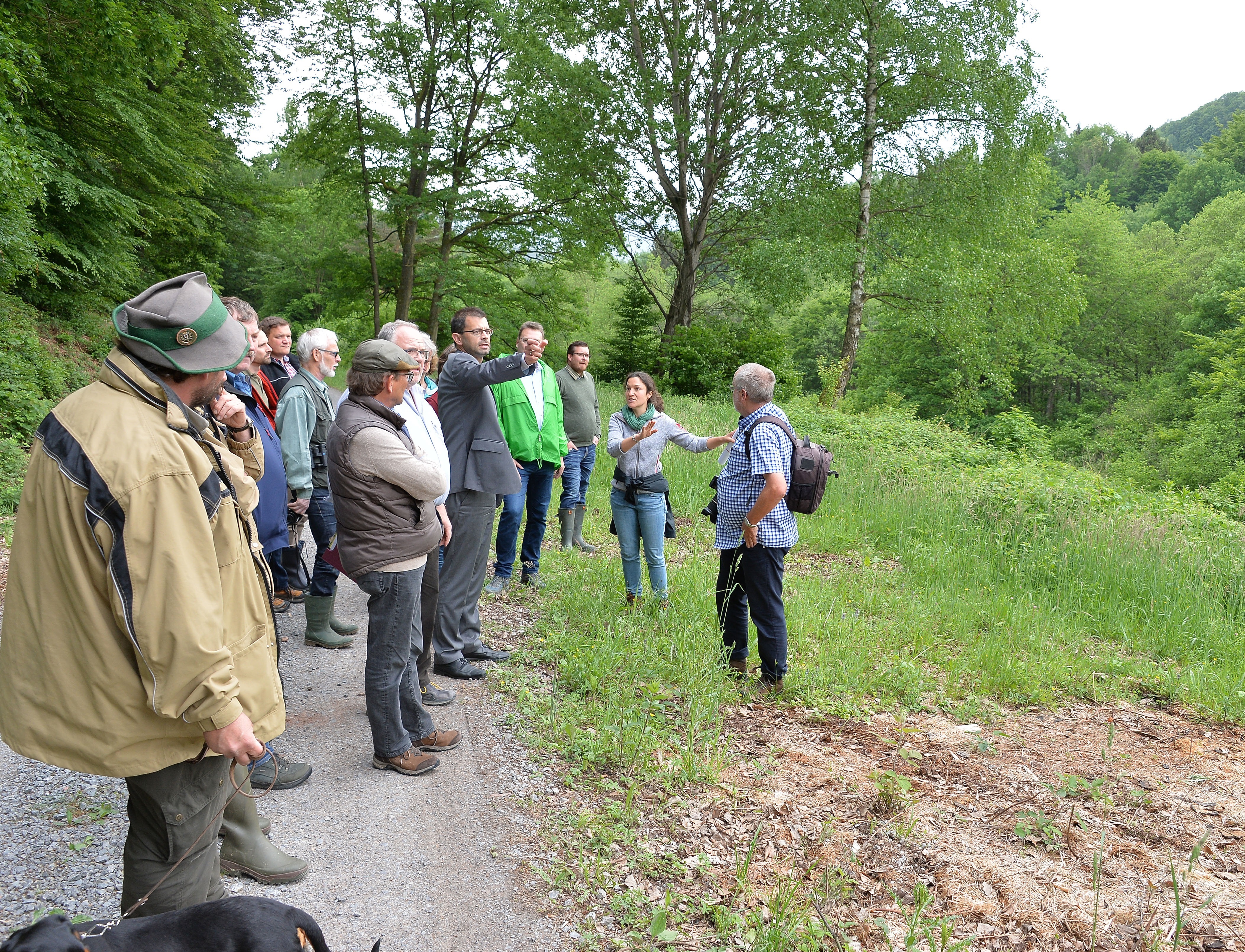 Interessante Einblicke in das Fechenbachtal gewann der Naturschutzbeirat bei einer Ex-kursion. Kerstin Maier und Siegmar Hartlaub (Landschaftspflegeverband, rechts) lieferten fachliche Informationen.