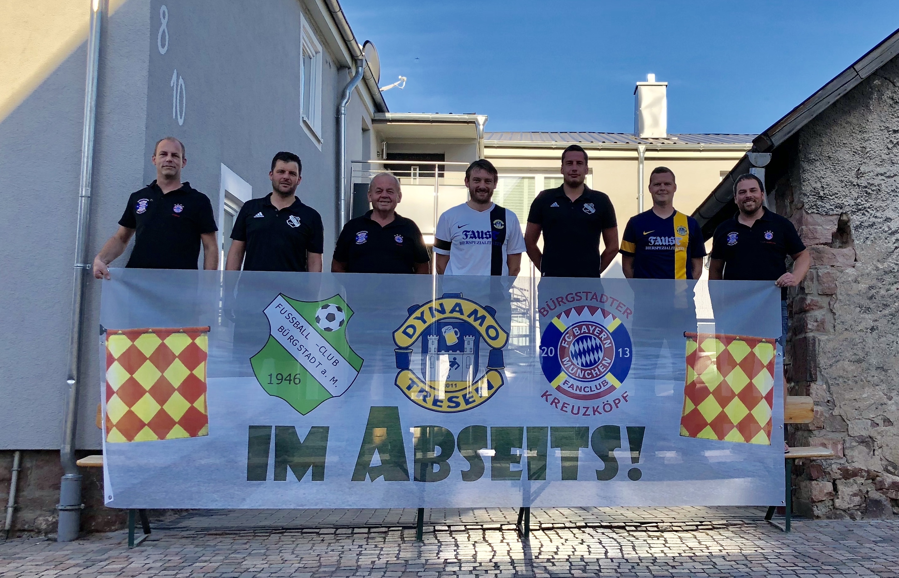 Von links nach rechts: Thomas Mattern (Hofbesitzer), Stefan Neuberger (FCB), Edgar Mattern (BFC & Vereinsringvorsitzender), Nils Berberich (Dyn.Tr.), David Janetschek (FCB), Sebastian Schindler (Dyn.Tr.) und Klaus Helmstetter (BFC & 2. Vereinsringvorsitzender)