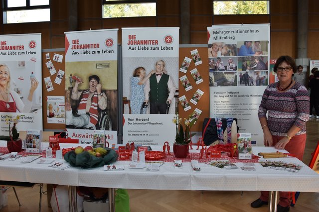Informationsstand im großen Saal der Mittelmühle in Bürgstadt.