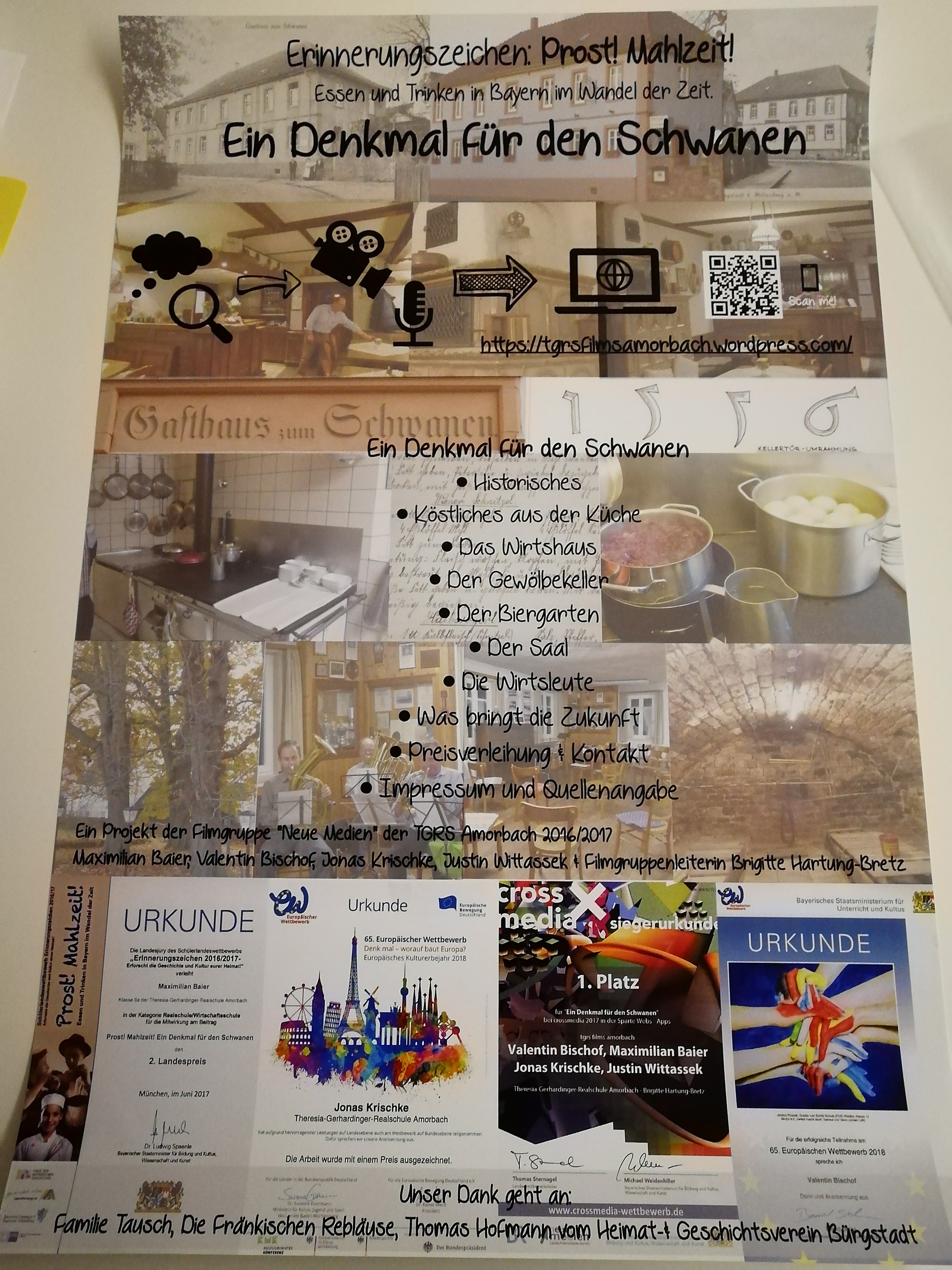 Poster zur Ausstellungseröffnung des 65. Europäischen Wettbewerbs im Foyer der Regierung von Unterfranken.