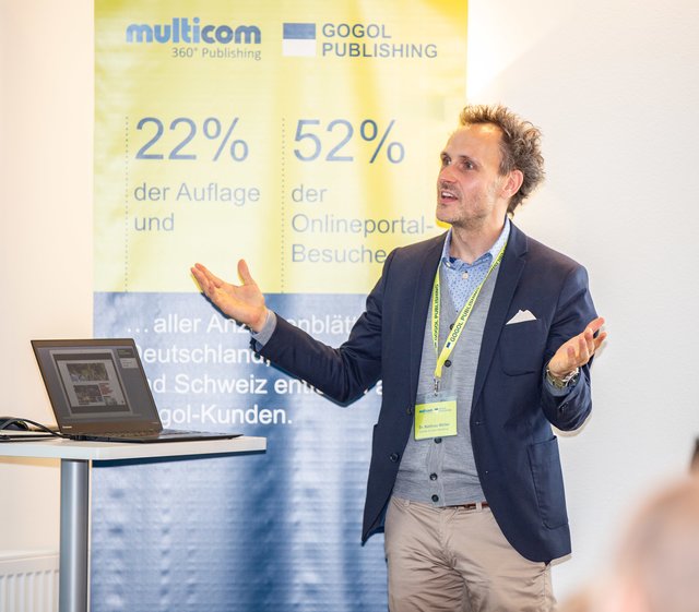 Gogol Study Tour am 8. Mai 2019 im News Verlag Miltenberg: Dr. Matthias Möller, Leiter Marketing und Produkt bei Gogol Publishing. | Foto: News Creativ