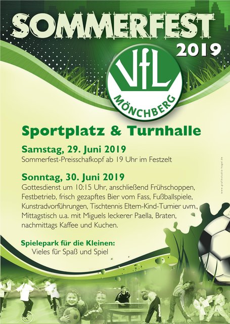 Einladung zum Sommerfest 2019 des VfL Mönchberg am 29.6. und 30.6.2019 | Foto: VfL Mönchberg