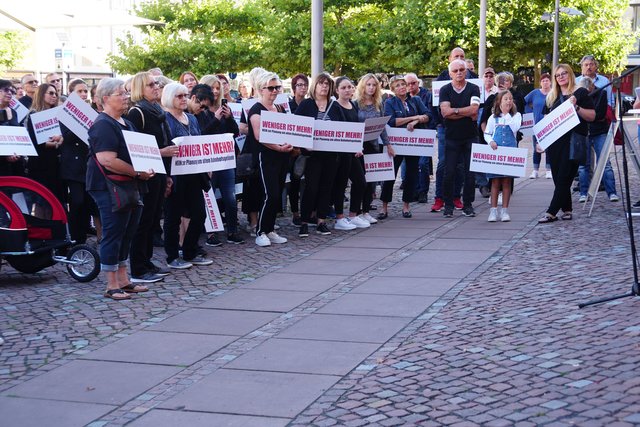 „Wir sind gegen ein Miltenberger Märktezentrum in der Peripherie“ - diese Forderung stand im Mittelpunkt einer Demonstrationszuges zwischen Marktplatz und Rathaus.