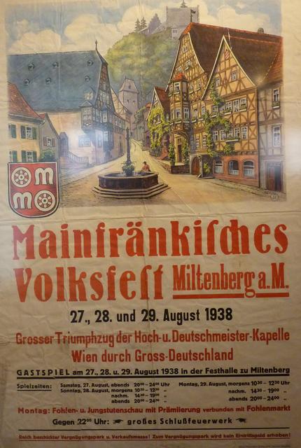 Plakat zur "Michaelismesse" 1938 - der Musikverein Odenwälder Trachtenkapelle Wenschdorf-Monbrunn verleiht sein Podium an die "Michelsmess".