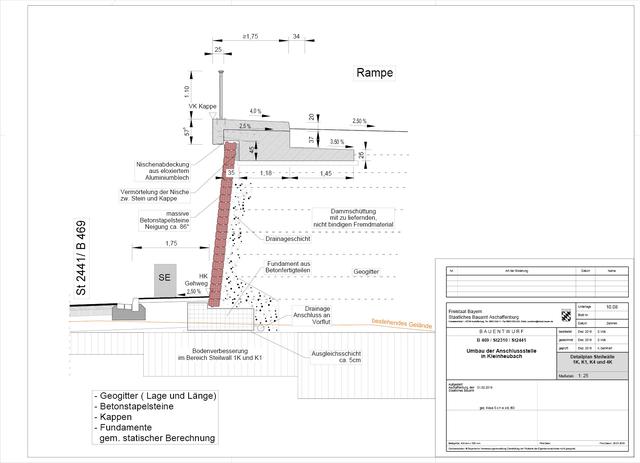 Detailplan Steilwälle. | Foto: Staatliches Bauamt Aschaffenburg
