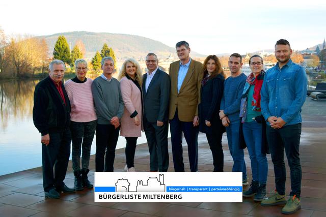 Bürgerliste Miltenberg Von links: Hans-Rainer Nied, Doris Leonard, Michael Koch, Petra Rybakiewicz, Rainer Rybakiewicz, Wolfgang Spachmann, Silvia Koschwanez, Marco Panizzi, Sandra Brosi, Laurent Avolio
