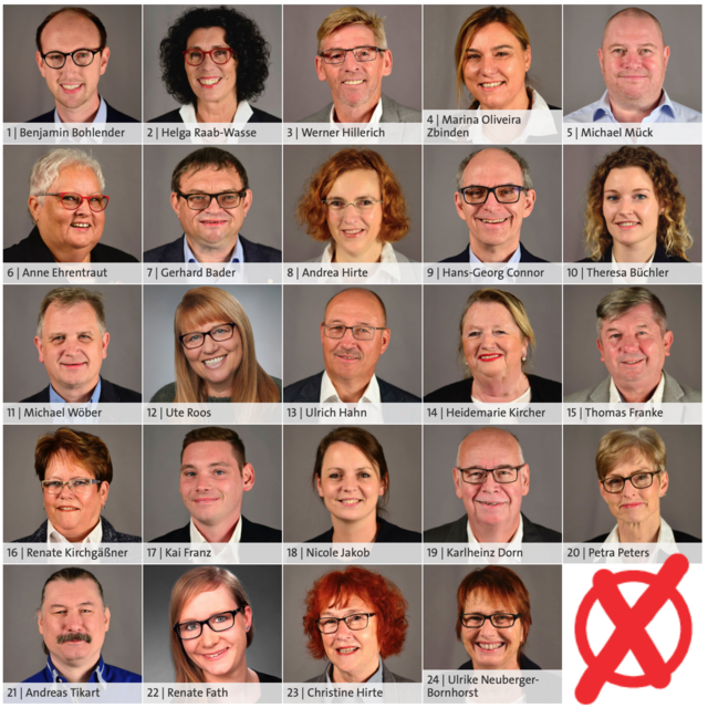 Unsere 24 Kandidatinnen und Kandidaten für den Erlenbacher Stadtrat.
