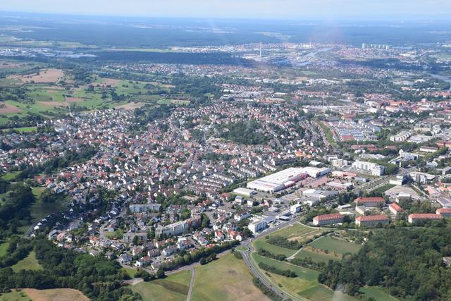 Stadtrat Wolfgang Giegerich Flug über Schweinheim zwischen Exe und