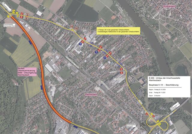 Die Verkehrsführung durch Kleinheubach im Detail. | Foto: Staatliches Bauamt Aschaffenburg (STBAAB)