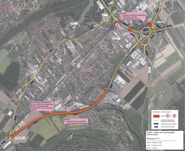 Die geänderte Verkehrsführung ab 2. Oktober.  | Foto: Staatliches Bauamt Aschaffenburg (STBAAB)