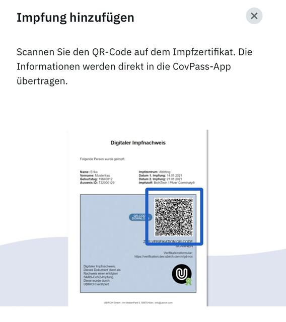 Screenshot aus der CovPass-App
