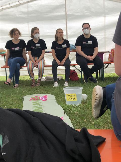 Einige der ehrenamtlichen Teamerinnen und Teamer, die die Projektwoche begleiteten | Foto: Jugendhaus St. Kilian