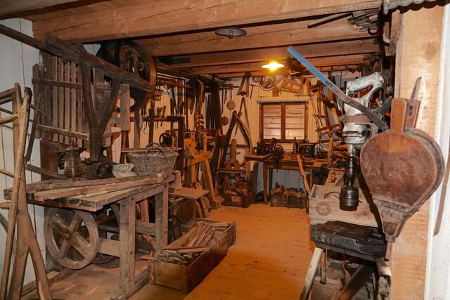 Alte Wagner-Werkstatt im musealen Schüßler-Hof in Walldürn-Gottersdorf. 