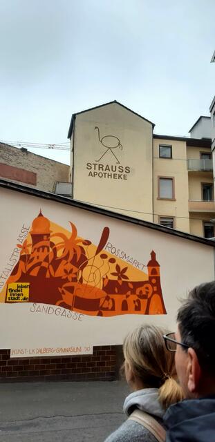 Strichmännchen-Werbung im Hinterhof. | Foto: Wolfgang Giegerich