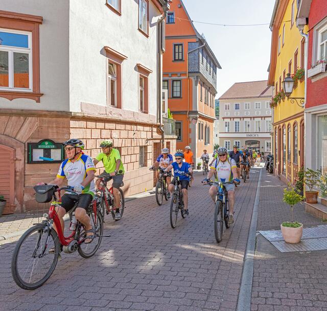 Nach drei anstrengenden Tagen schloss die Drei-Länder-Radtour am späten Samstagnachmittag mit der Einfahrt in die Amorbacher Altstadt ab.  | Foto:  Winfried  Zang