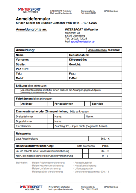 Anmeldung Stubaier Gletscher